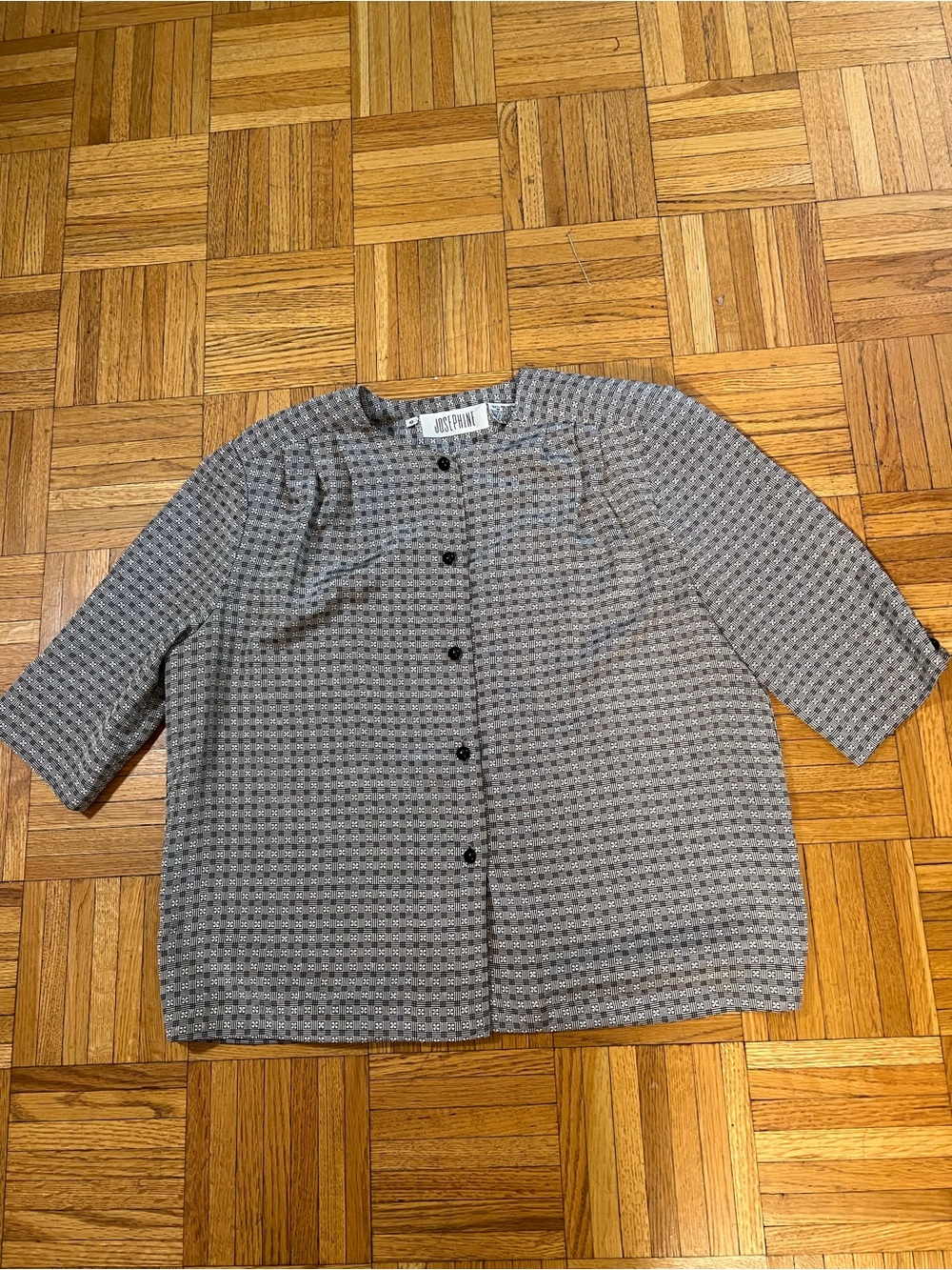 Vintage Josephine Boxy Gray Patterned Cropped Blazer size 10